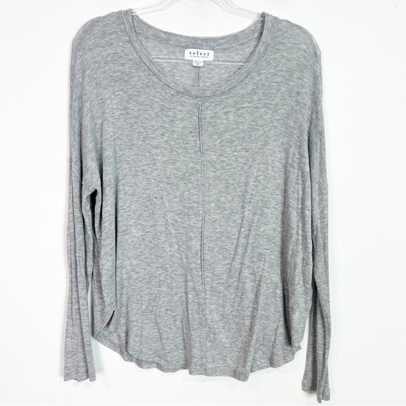 VELVET BY GRAHAM & SPENCER GRAY SEAM FRONT LONG SLEEVE SHIRT WOMENS SZ XS - Picture 2 of 8